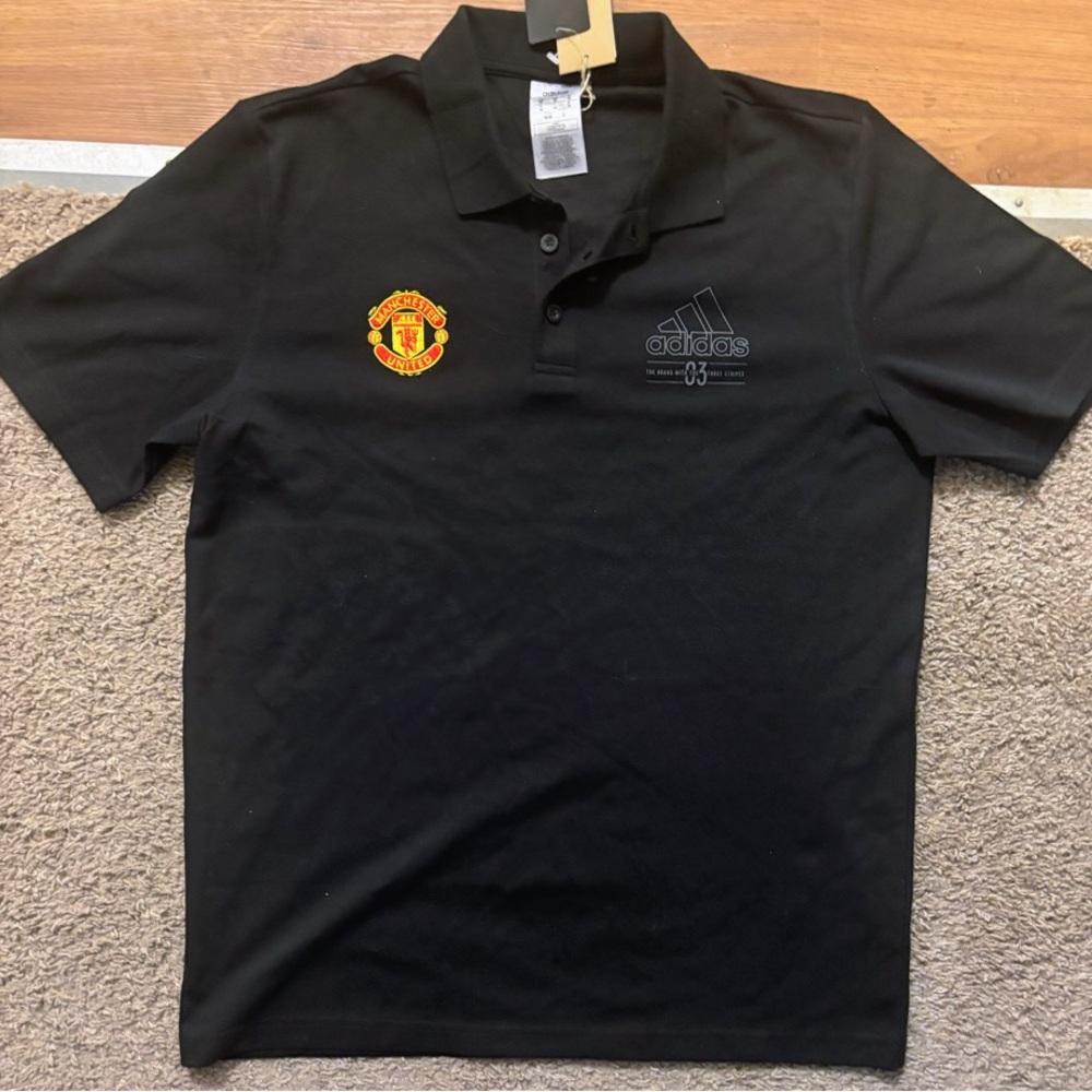 Adidas NWT Black Polo Men’s Medium with Manchester United Emblem Adidas Logo - Picture 5 of 13